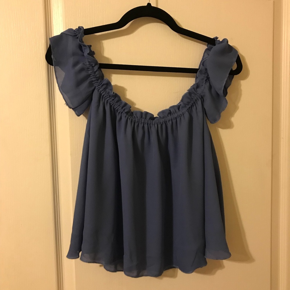 Brand new blue off the shoulder crop top